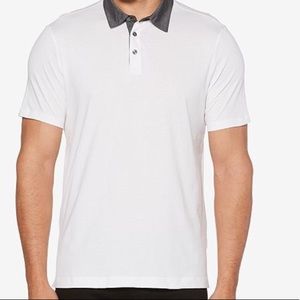 Perry Ellis Chambray-Collar Polo